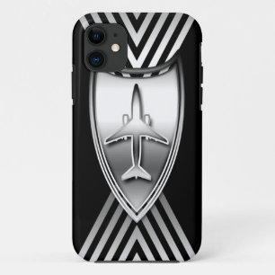 Capa Para iPhone 11 Avião de prata e preto do jato geométrico