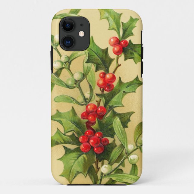 Capa Para iPhone 11 Azevinho do natal vintage (Verso)