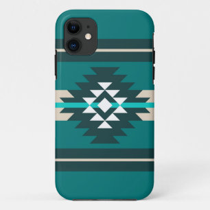 Capa Para iPhone 11 Aztec design in turquoise color