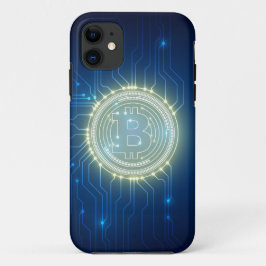 Capa Para iPhone 11 Azul criptomoeda Dourada digital