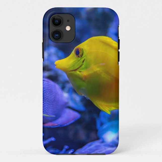 Capa Para iPhone 11 Azul E Amarelo - Dois Bons Pescados (Verso)