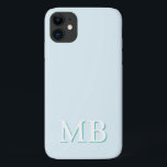 Capa Para iPhone 11 Azul e Teal | Monograma inicial mínimo moderno<br><div class="desc">Esta design de capa de telefone na moda apresenta um simples design moderno em azul-claro e verde-verde-verde-claro. Faça uma capa de telefone gentil com nome e inicial personalizados. Será um presente legal e único para alguém especial ou para você mesmo. Se quiser alterar as fontes ou a posição, clique no...</div>