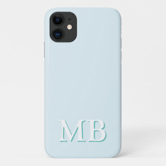 Capa Para iPhone 11 Azul e Teal | Monograma inicial mínimo moderno