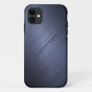 Capa Para iPhone 11 Azul Escuro Alumínio Bruto de Alumínio com aspecto