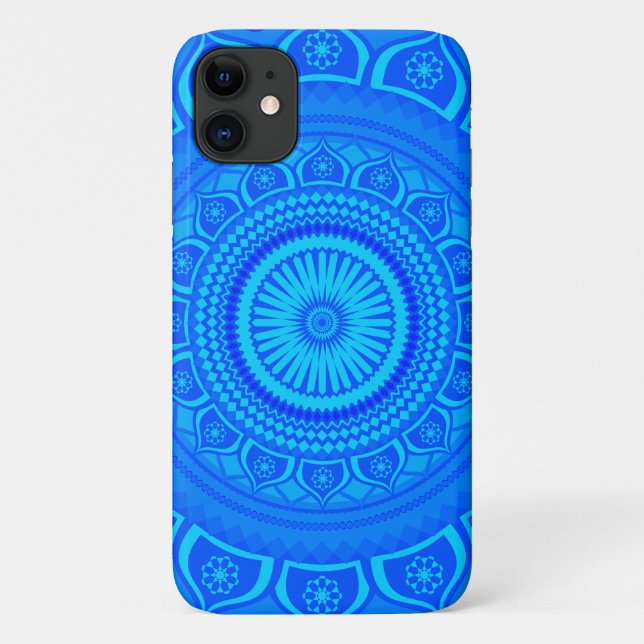 Capa Para iPhone 11 Azul-mandala índio (Verso)