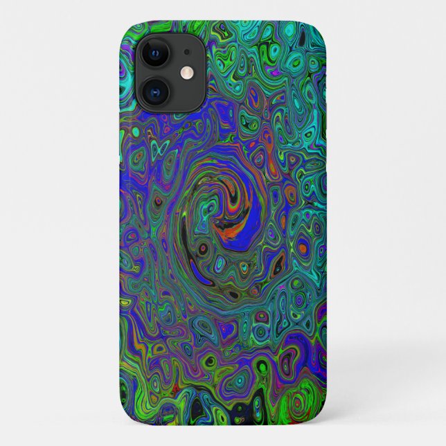 Capa Para iPhone 11 Azul Marmoreado e Abstrato Aquamarino (Verso)