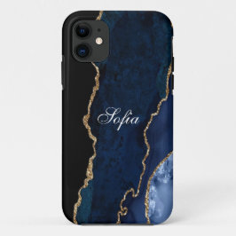Capa Para iPhone 11 Azul Personalizado e Agate Preto