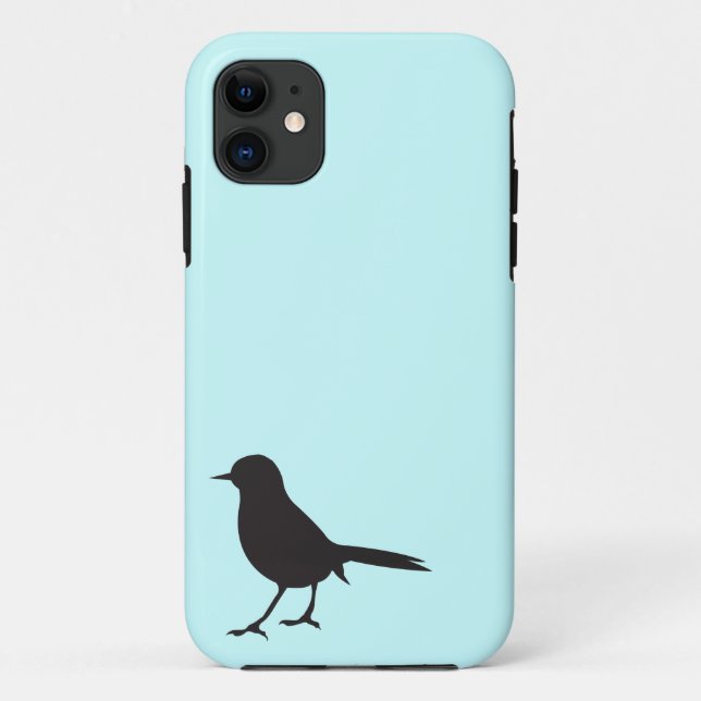 Capa Para iPhone 11 Azul preto & branco do pássaro do pardal da (Verso)