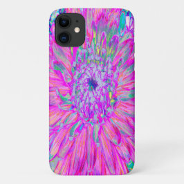 Capa Para iPhone 11 Azul rosa legal e Artsy Roxo Dahlia Bloom