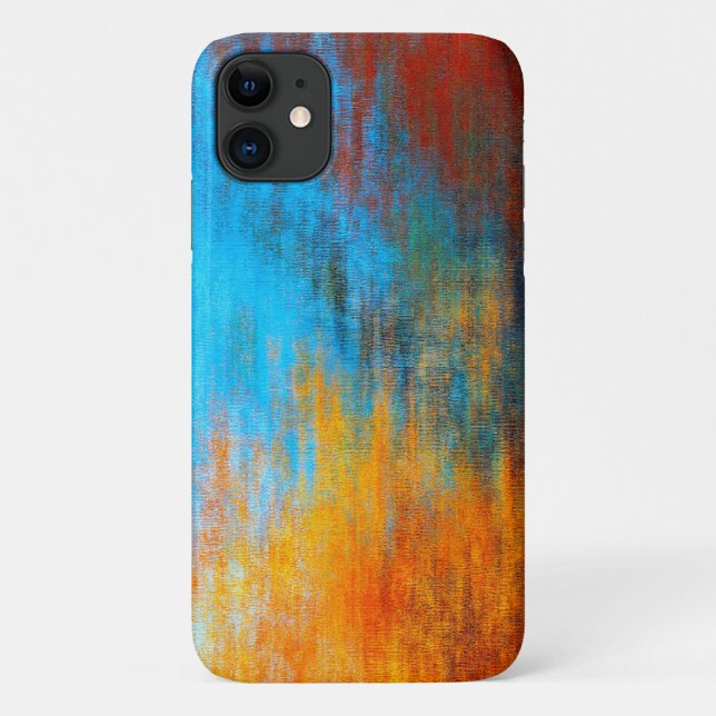 Capa Para iPhone 11 azul-turquesa, laranja e vermelho abstrato (Verso)