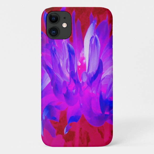 Capa Para iPhone 11 Azul violeta assombroso e Cactus rosa-quente Dahli (Verso)