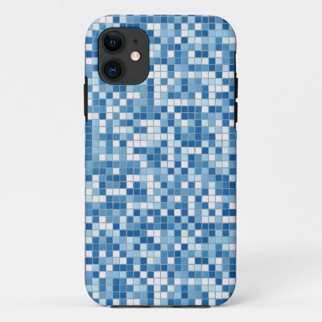 Capa Para iPhone 11 azulejos brancos azuis iphone 6 case (Verso)