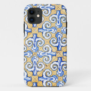 Capa Para iPhone 11 Azulejos Espanhóis - Azulejo Azul, Amarelo e Branc