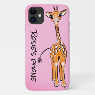 Capa Para iPhone 11 Baby Giraffe - fundo rosa