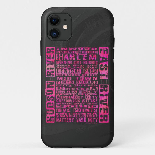 Capa Para iPhone 11 Bairros de NYC Rosa Quente (Verso)