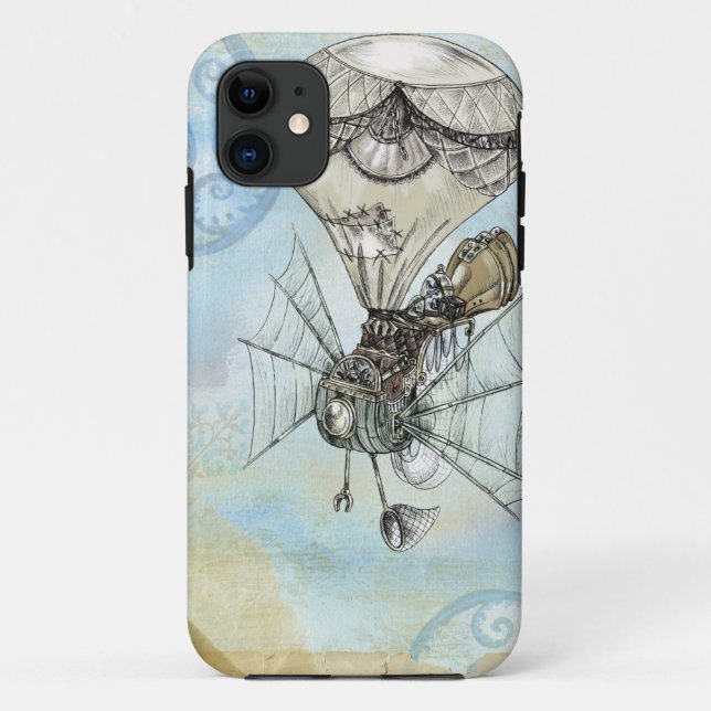 Capa Para iPhone 11 balão de steampunk (Verso)
