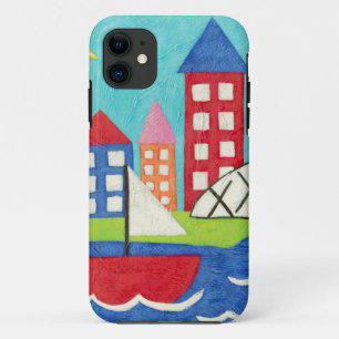 Capa Para iPhone 11 Balão de vela e ar quente com paisagem urbana