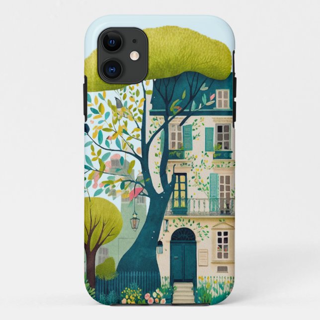 Capa Para iPhone 11 Balconha de árvore de walnstone de construção de a (Verso)