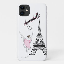 Capa Para iPhone 11 Balé Paris Ballerina e Eiffel Tower Girls