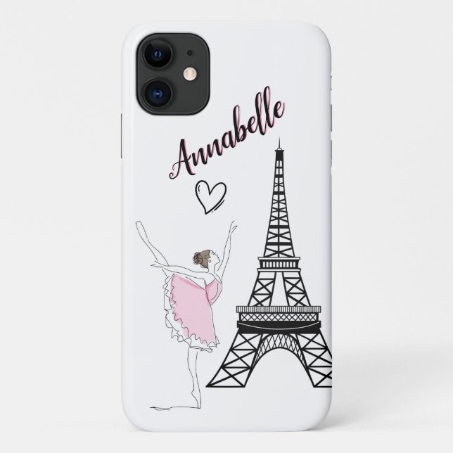 Capa Para iPhone 11 Balé Paris Ballerina e Eiffel Tower Girls (Verso)