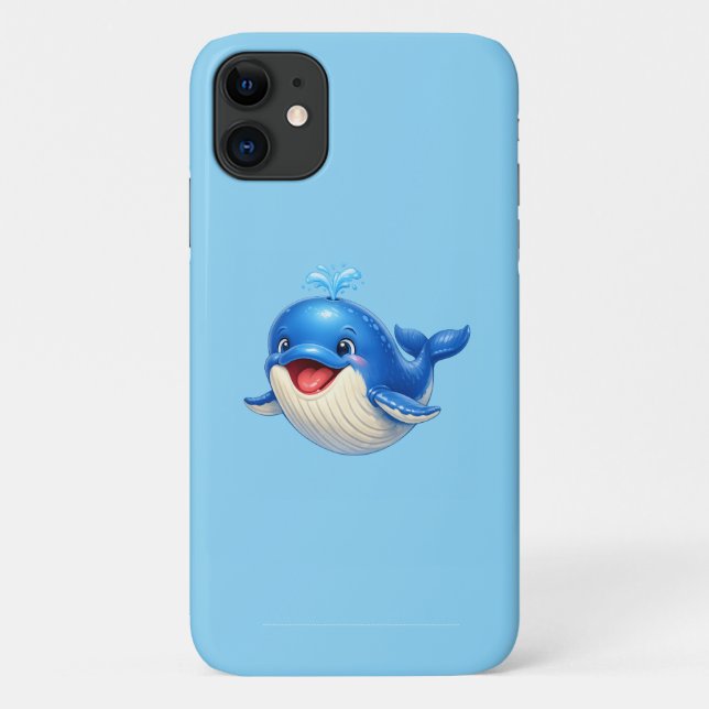 Capa Para iPhone 11 Baleia Adorável Desenhada à Mão Presente de Animal (Verso)