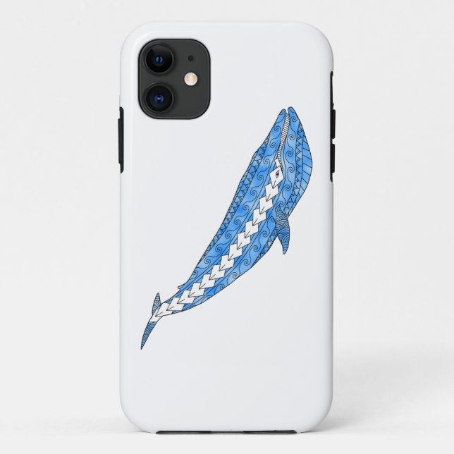 Capa Para iPhone 11 Baleia Azul Tribal (Verso)