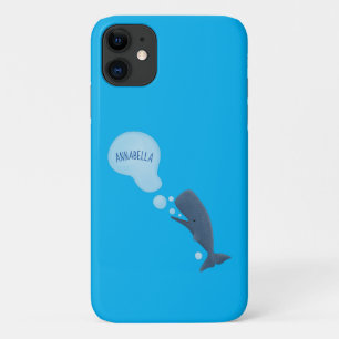 Capa Para iPhone 11 Baleia de esperma branca soprando cartoons