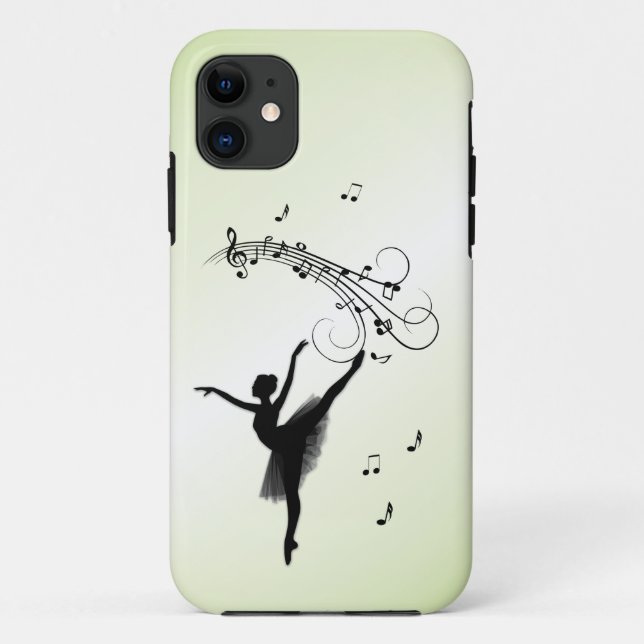 Capa Para iPhone 11 Ballerina Dançando com Música Verde (Verso)