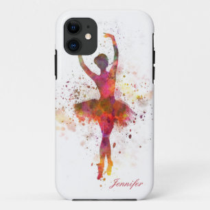 Capa Para iPhone 11 Ballerina Splatter Art Nome Personalizado   BALÉ