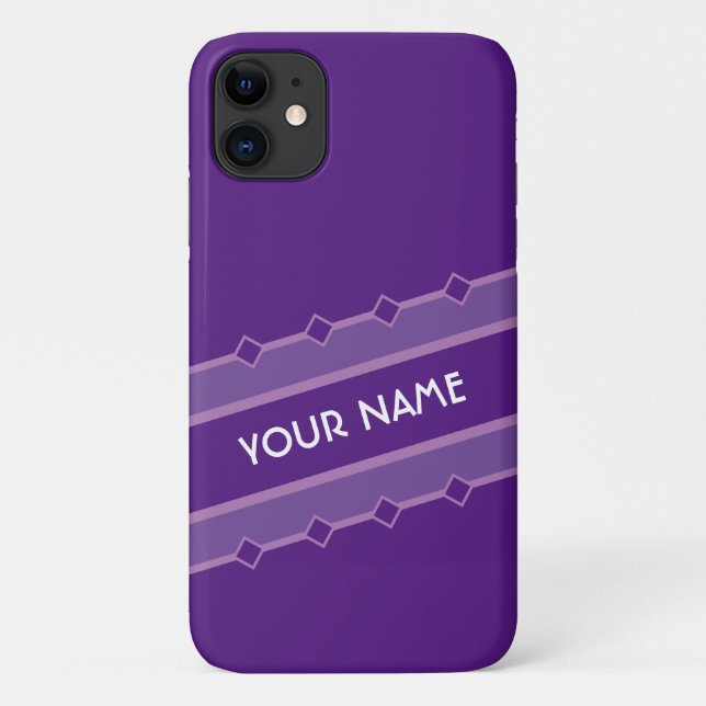 Capa Para iPhone 11 Banda violeta violeta elegante com seu nome (Verso)