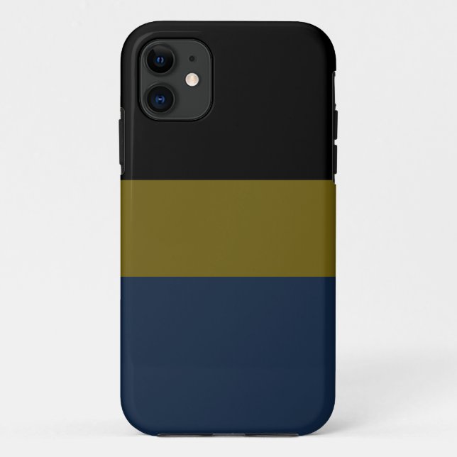 Capa Para iPhone 11 Bandas Azuis Marinhos Pretas Profissionais (Verso)