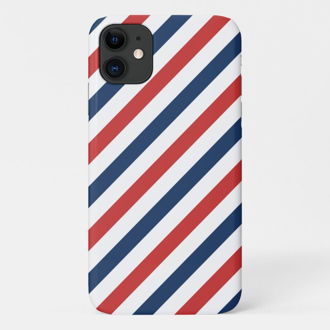Capa Para iPhone 11 Bandas brancas e azuis patrióticas (Verso)