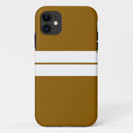 Capa Para iPhone 11 Bandas brancas gêmeas Ouro Fundo castanho