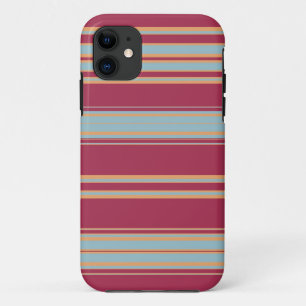 Capa Para iPhone 11 Bandas castanhas, amarelas e azuis claras