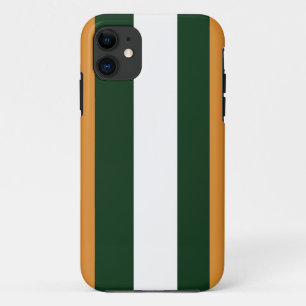 Capa Para iPhone 11 Bandas castanhas, verdes e brancas escuras
