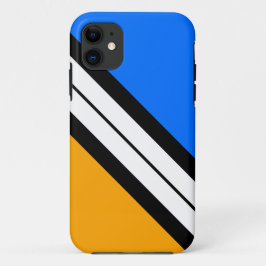 Capa Para iPhone 11 Bandas de Corrente Curva Branca a Preto-Amarelo-Es