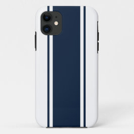 Capa Para iPhone 11 Bandas de Corrida Azul De Marinho Clássico Refinad