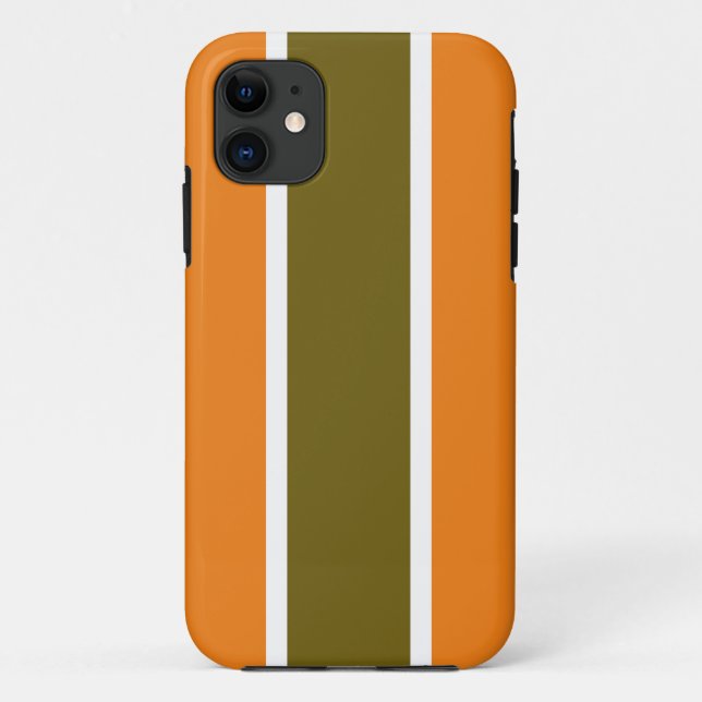 Capa Para iPhone 11 Bandas de Ouro Oleícola Retro Laranja (Verso)