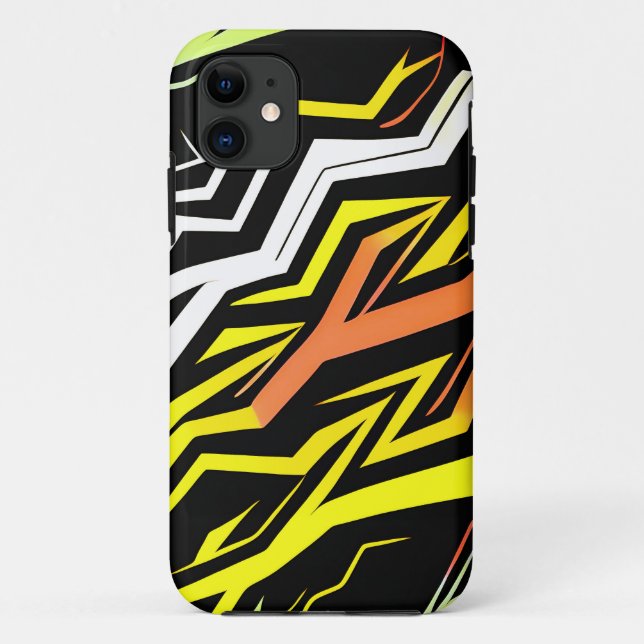 Capa Para iPhone 11 Bandas laranja abstrato amarelas (Verso)