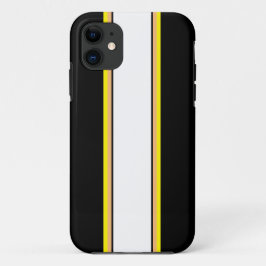 Capa Para iPhone 11 Bandas Retro Pretas Laranja Amarelo-Amarelas