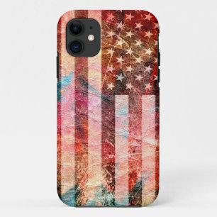 Capa Para iPhone 11 Bandeira americana #6 do Grunge da arte