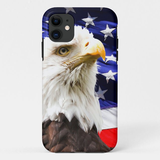 Capa Para iPhone 11 Bandeira Americana com Águia (Verso)