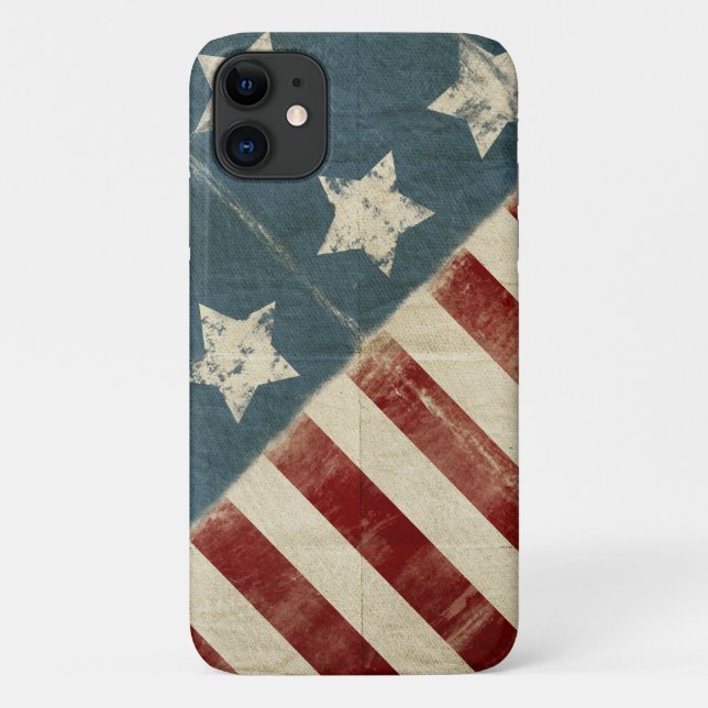 Capa Para iPhone 11 bandeira americana desbotada (Verso)