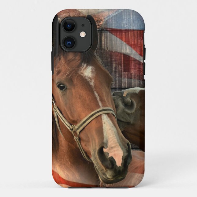 Capa Para iPhone 11 Bandeira Americana do Barão Russo do Cavalo (Verso)
