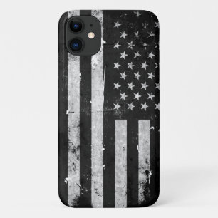 Capa Para iPhone 11 Bandeira Americana do Grunge Negro e Branco