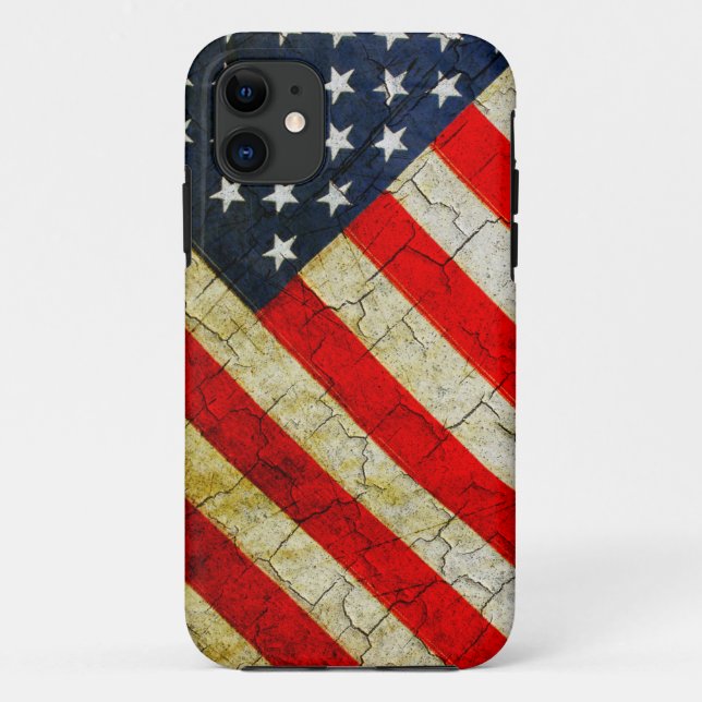 Capa Para iPhone 11 Bandeira americana Grunge (Verso)