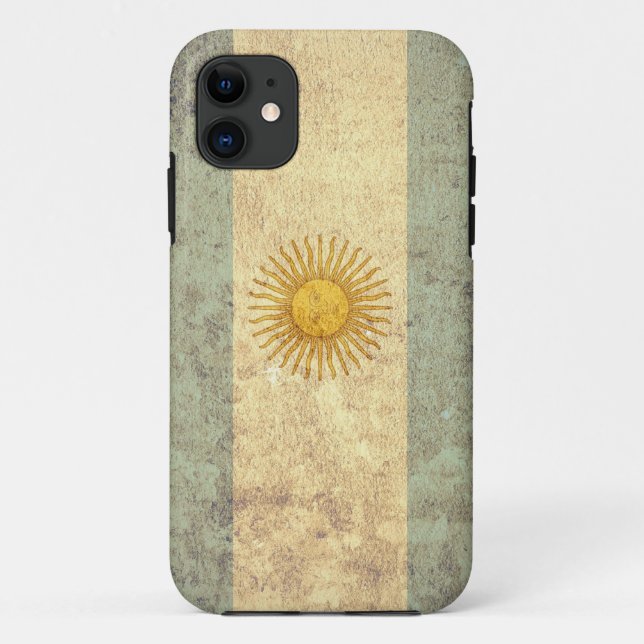 Capa Para iPhone 11 Bandeira da Argentina - Grunge (Verso)