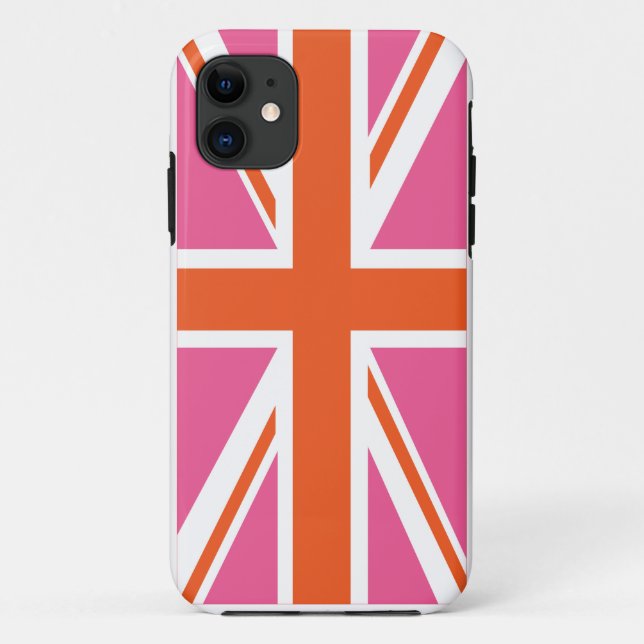 Capa Para iPhone 11 Bandeira da União Rosa e Laranja (Verso)