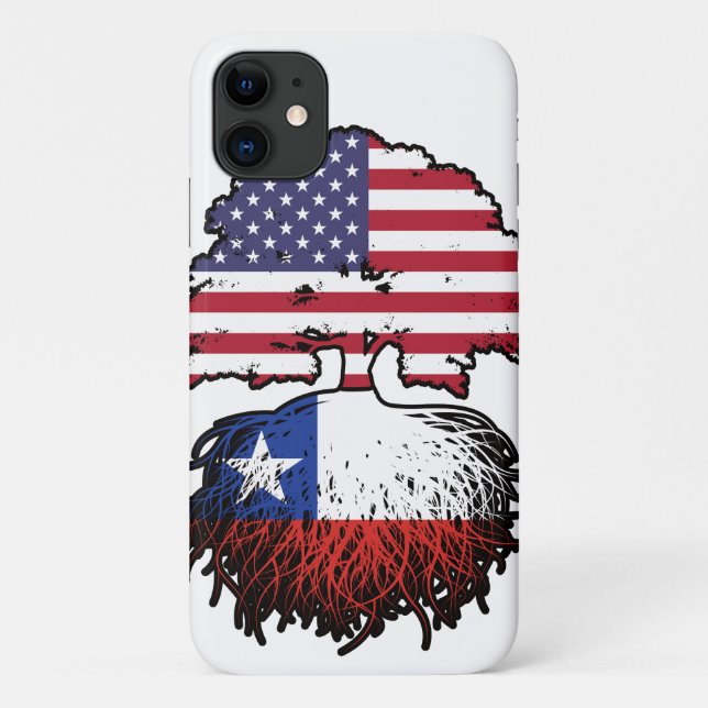 Capa Para iPhone 11 Bandeira das Raízes da Árvore Chilena Americana (Verso)