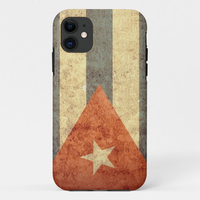Capa Para iPhone 11 Bandeira de Cuba - Grunge (Verso)